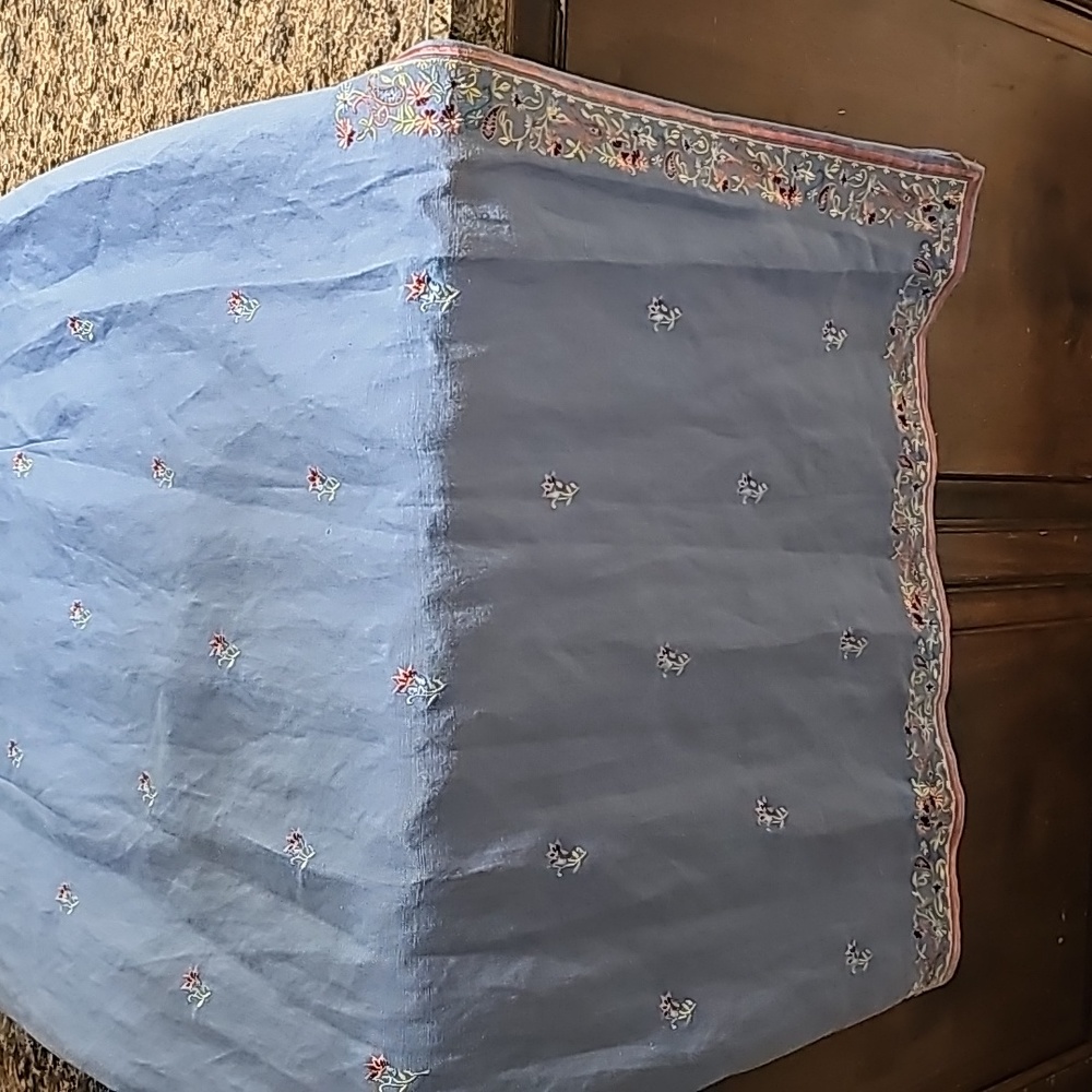 Kenar Light Blue Embroidered Backless Halter Dress - Picture 9 of 11